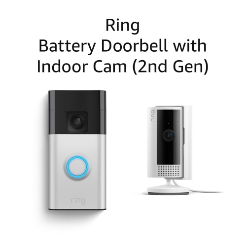 Ring Battery Doorbell with Ring Indoor Cam 2nd Gen (White)