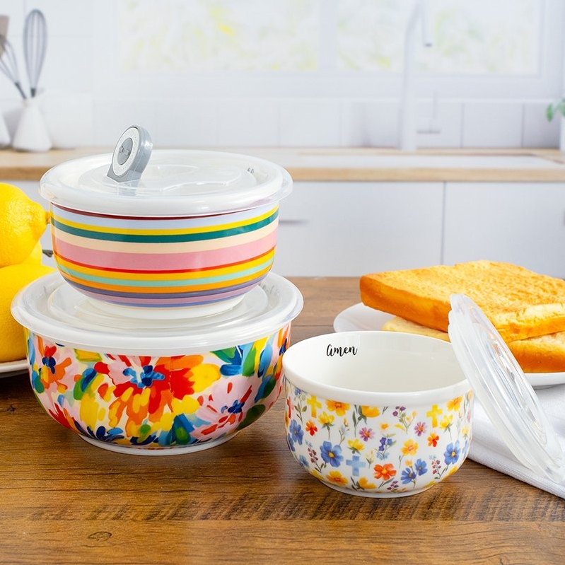 Table Blessing-Nesting Bowls with Lids Set of 3