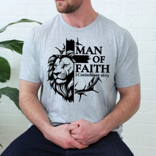 Man of Faith Shirt, Silver Birch, All kinds of size