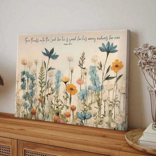 Christian Floral Scripture Canvas