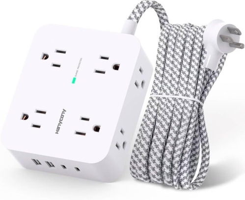 Surge Protector Power Strip - HANYCONY 8 Outlets 4 USB (2 USB C) Charging Ports
