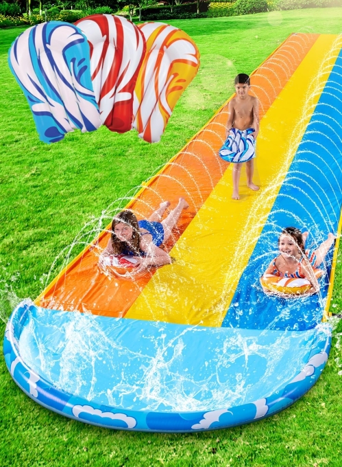 Sloosh 22.5ft x 82in Waves Triple Lawn Water Slide