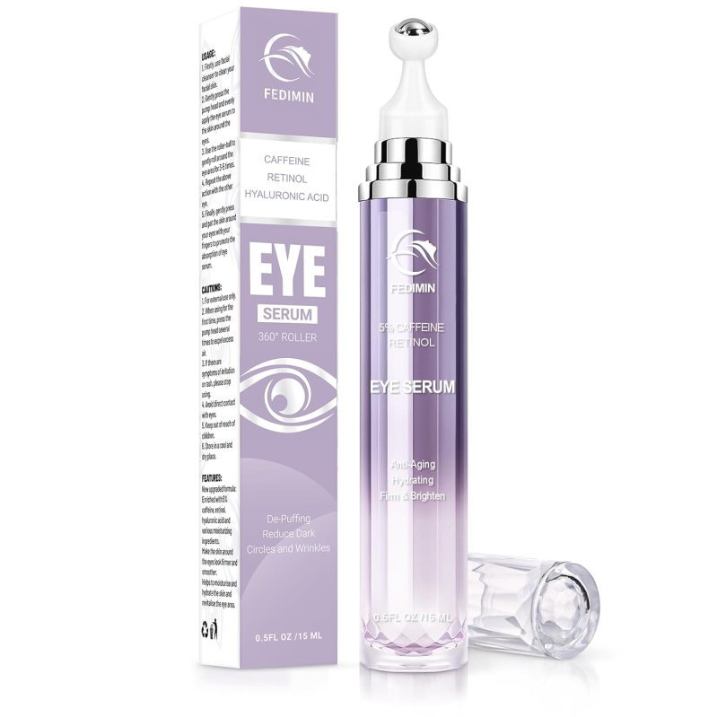 Caffeine Eye Cream for Dark Circles & Puffiness - Anti-Aging Under Eye Serum with Hyaluronic Acid & Retinol