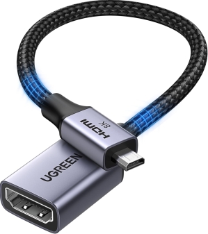 UGREEN Micro HDMI to HDMI 2.1 Adapter - 8K@60Hz, 48Gbps, Bi-Directional Cable for Raspberry Pi, Camera, Monitor