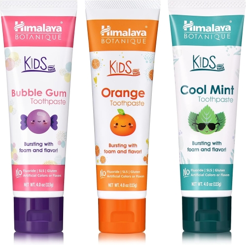 Himalaya Botanique Kids Toothpaste - Fluoride-Free, Xylitol, Variety Pack