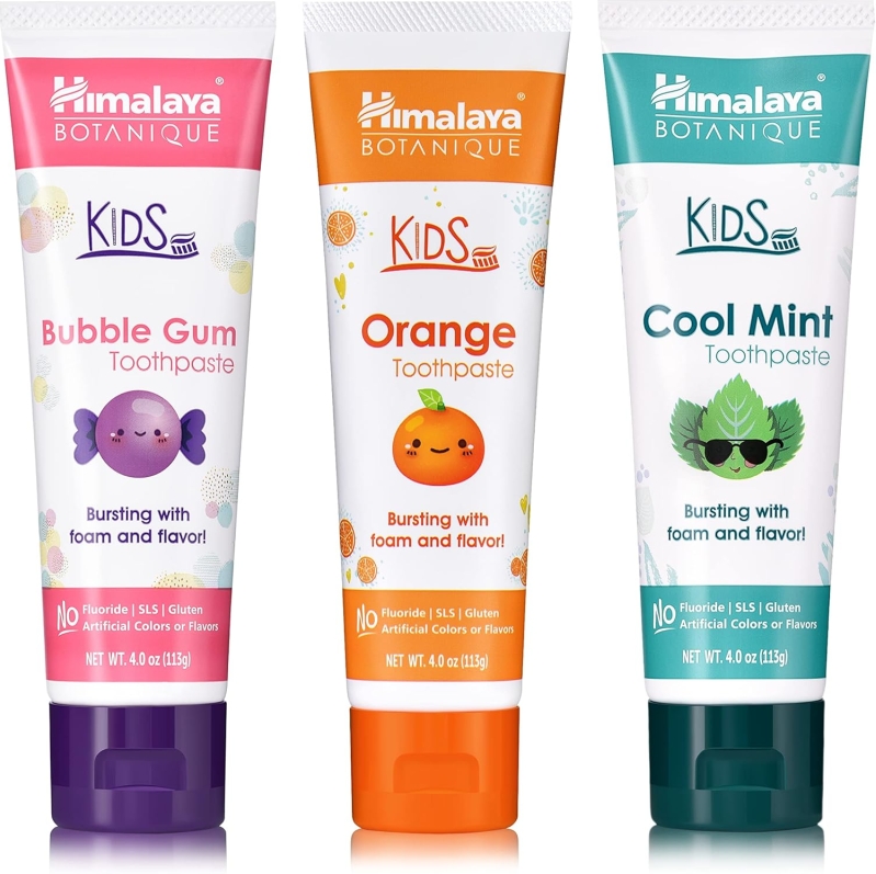 Himalaya Botanique Kids Toothpaste - Fluoride-Free, Xylitol, Variety Pack