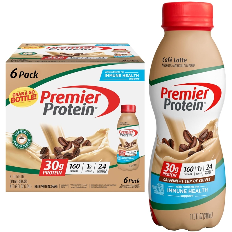 Premier Protein Shake, Café Latte - 30g Protein, Low Sugar, Immune Support