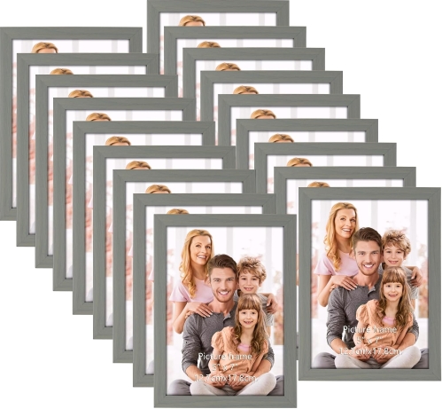 WIFTREY Grey 5x7 Picture Frame Set of 18 - Wall Hanging & Tabletop Photo Frames
