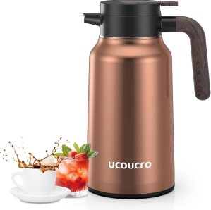 2L (70 oz) Thermal Coffee Carafe | Stainless Steel Insulated Beverage Dispenser