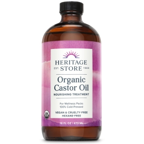 Heritage Store Organic Castor Oil | 100% Pure, Cold-Pressed & Hexane-Free (16 oz)
