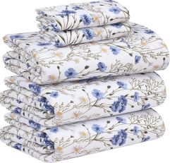 RUVANTI 100% Cotton Split King Sheets Set for Adjustable Beds | 5-Piece Percale Weave Bedding