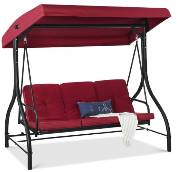 3-Seat Outdoor Converting Canopy Swing and Daybed | Patio Glider Hammock