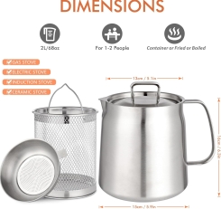 2L Stainless Steel Oil Filter Pot & Bacon Grease Saver