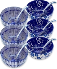 Japanese Ceramic Ramen & Cereal Bowl Set (Set of 6)