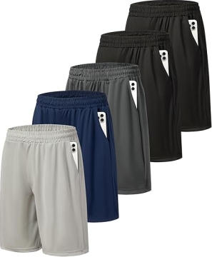 5-Pack Men's Athletic Gym Shorts with Pockets