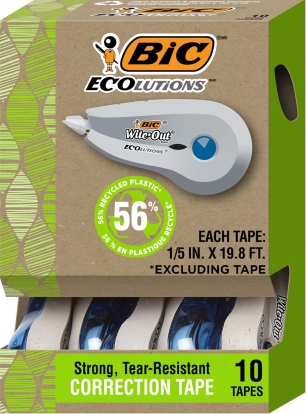 BIC Ecolutions Wite-Out Correction Tape, 10-Count Pack
