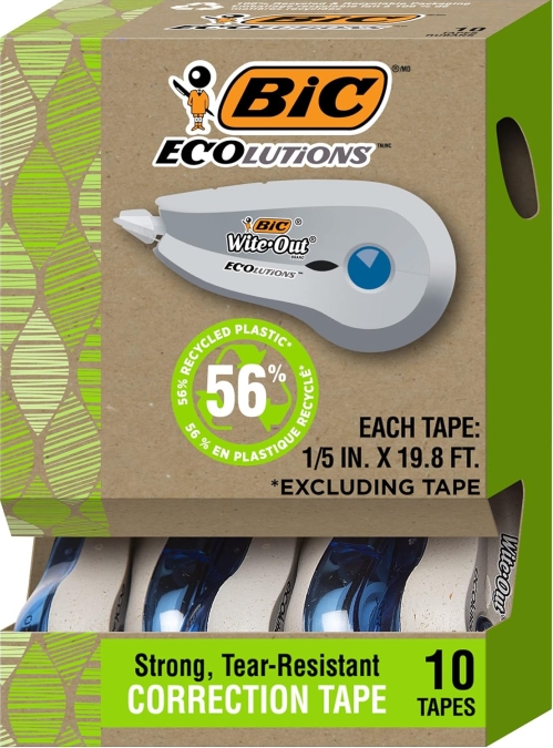 BIC Ecolutions Wite-Out Correction Tape, 10-Count Pack