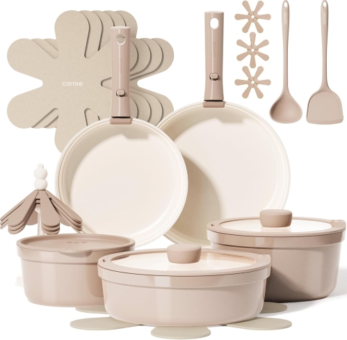 CAROTE 20-Piece Ceramic Cookware Set: The Ultimate Space-Saving Solution