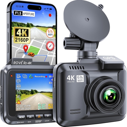 ROVE R2-4K Dash Cam with GPS and WiFi 6