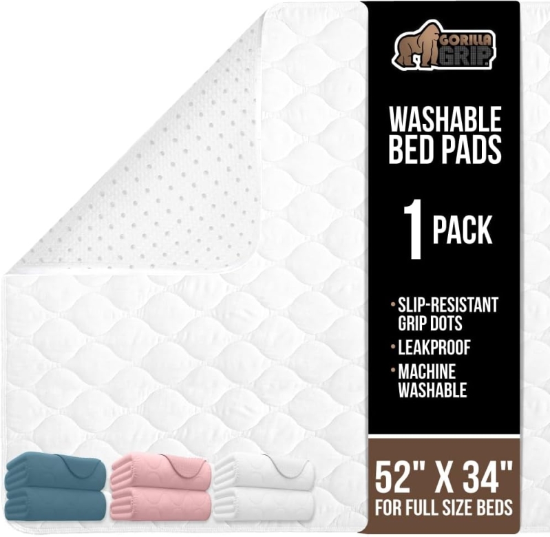 GORILLA GRIP Slip-Resistant Washable Incontinence Bed Pad