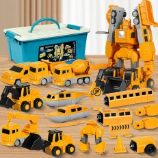 Magnetic Transforming Robot & Construction Vehicle Toy Set (35 Pcs)