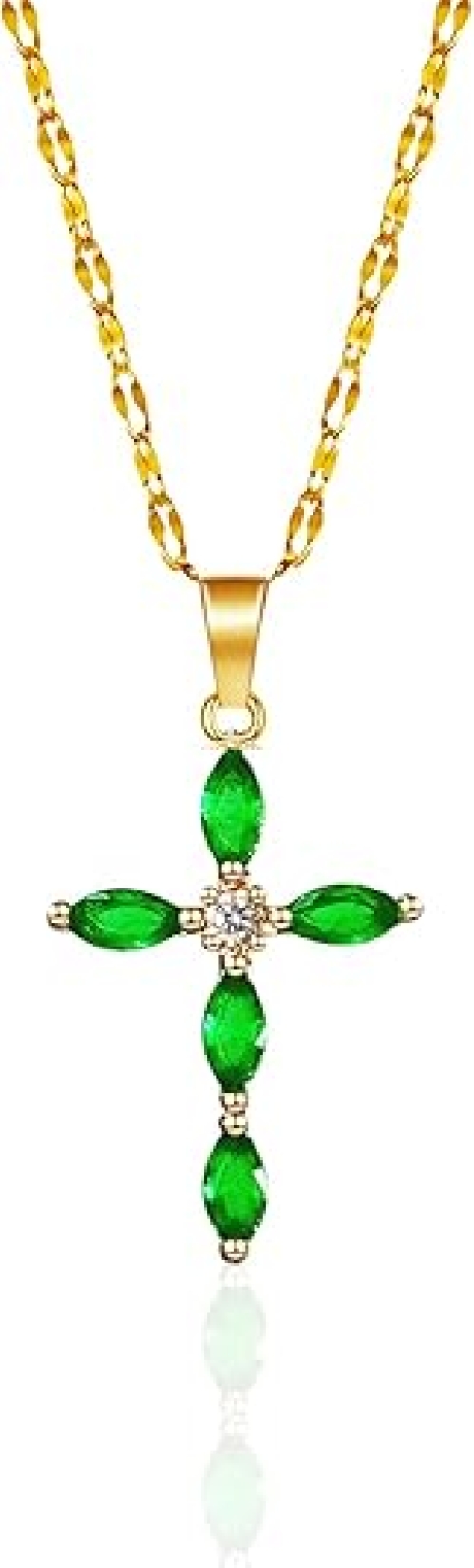 Dainty Gold-Plated Cross Necklace with Cubic Zirconia