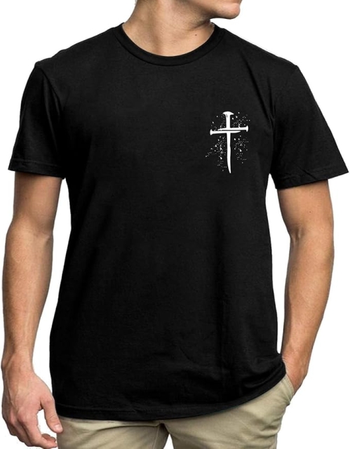 Men's Vintage Christian T-Shirt with Faith Cross