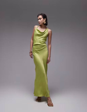 Topshop Cowl Neck Cross-Back Maxi Dress