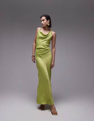 Topshop Cowl Neck Cross-Back Maxi Dress