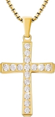 Milreason 18K Gold-Plated CZ Cross Pendant Necklace