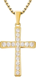 Milreason 18K Gold-Plated CZ Cross Pendant Necklace