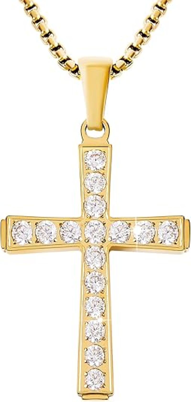 Milreason 18K Gold-Plated CZ Cross Pendant Necklace