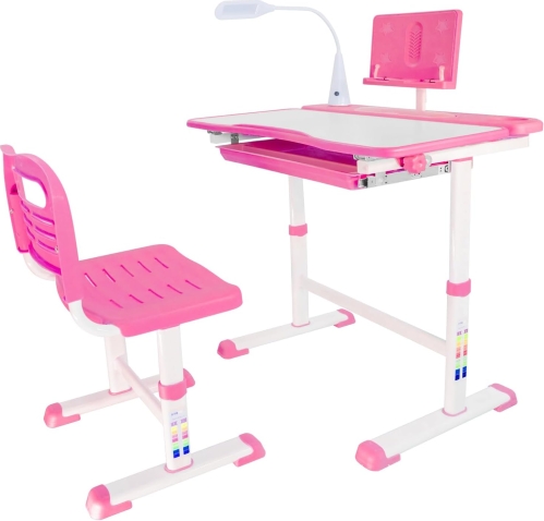 Adjustable Kids' Desk and Chair Set with Lamp & Bookstand