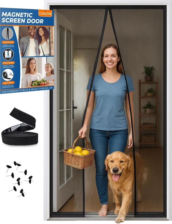 Hands-Free Magnetic Screen Door for Patios & Backdoors