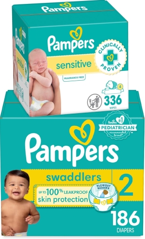 The Ultimate Gentle Care Kit: Pampers Swaddlers & Sensitive Wipes