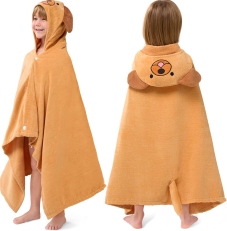 Joiedomi Hooded Towel for Kids – 100% Cotton Brown Dog Bath & Beach Towel, 30