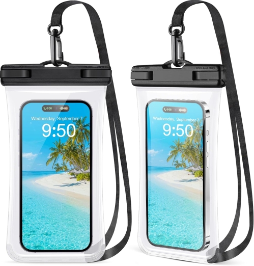 2 Pack Waterproof Phone Pouch – IPX8 Certified Dry Bag Case for iPhone 15 Pro Max, Galaxy S24, Pixel 8a, Up to 7.2
