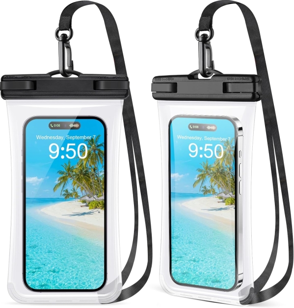 2 Pack Waterproof Phone Pouch – IPX8 Certified Dry Bag Case for iPhone 15 Pro Max, Galaxy S24, Pixel 8a, Up to 7.2