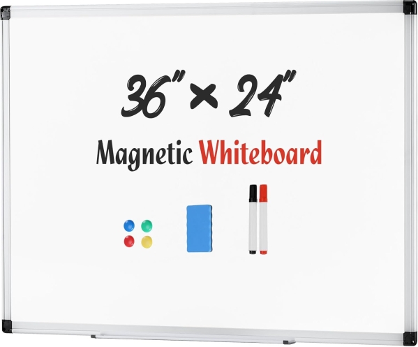 Sweetcrispy Magnetic Dry Erase Board 36 x 24 Inch Whiteboard Kit for Home Office & School