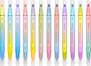 WRITECH Dual Tip Pastel Highlighters, 12-Count Set
