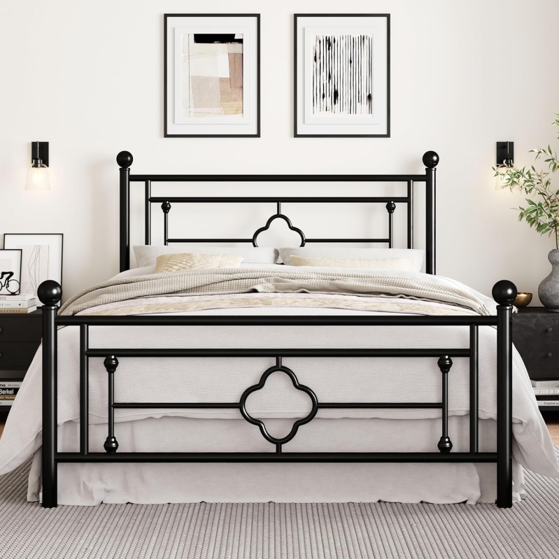 SHA CERLIN Queen Size Vintage Metal Platform Bed Frame
