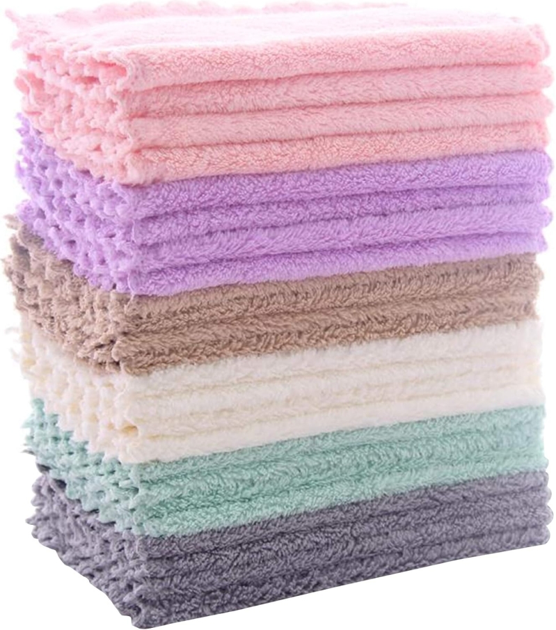 Super Absorbent Coral Fleece Kitchen Dishcloths (24-Pack)