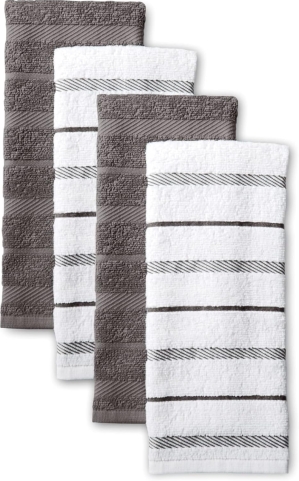 KitchenAid Albany 4-Pack Kitchen Towel Set, Charcoal Grey
