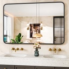 Modern Black Metal Frame Bathroom Mirror (24