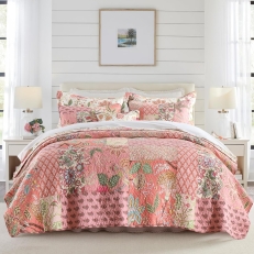 NEWLAKE Bohemian Floral Cotton Patchwork Quilt Set (Queen)