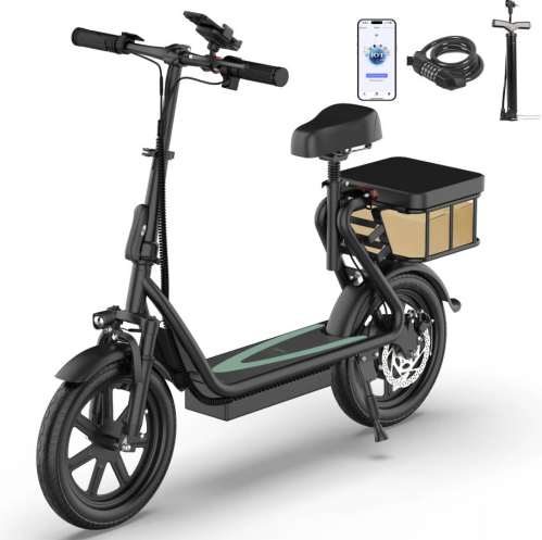 AOVOPRO Commuter Electric Scooter with Seat and Basket