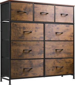 WLIVE 9-Drawer Fabric Dresser with Wood Top