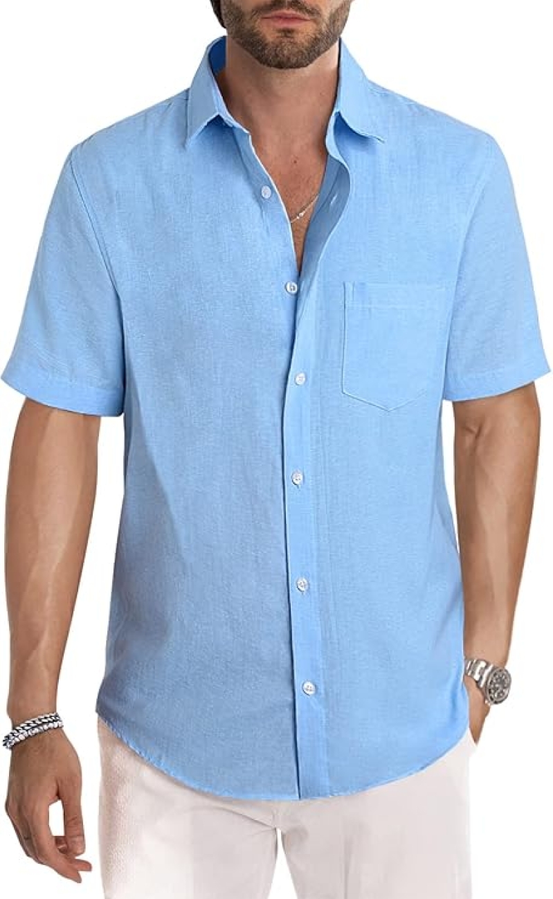 JMIERR Men's Casual Striped Button-Up Shirt