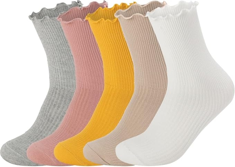 Flydo Women's Ruffle Ankle Socks (5-10 Pack)