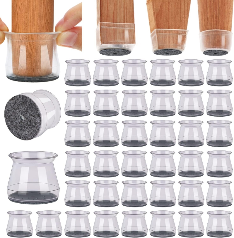 40-Pack Silicone Chair Leg Floor Protectors